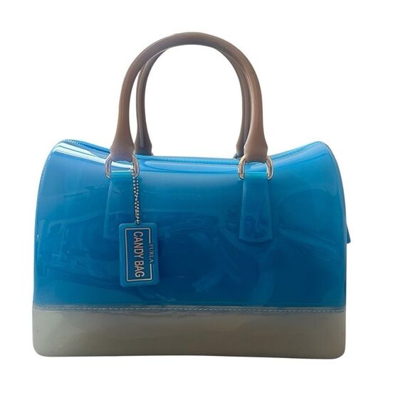 Furla Boston Blue and Gray Jelly Handbag - Picture 1 of 16